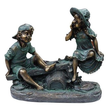 ALPINE CORP Alpine Corp GXT262 Girl and Boy Playing on Teeter Totter Statue GXT262